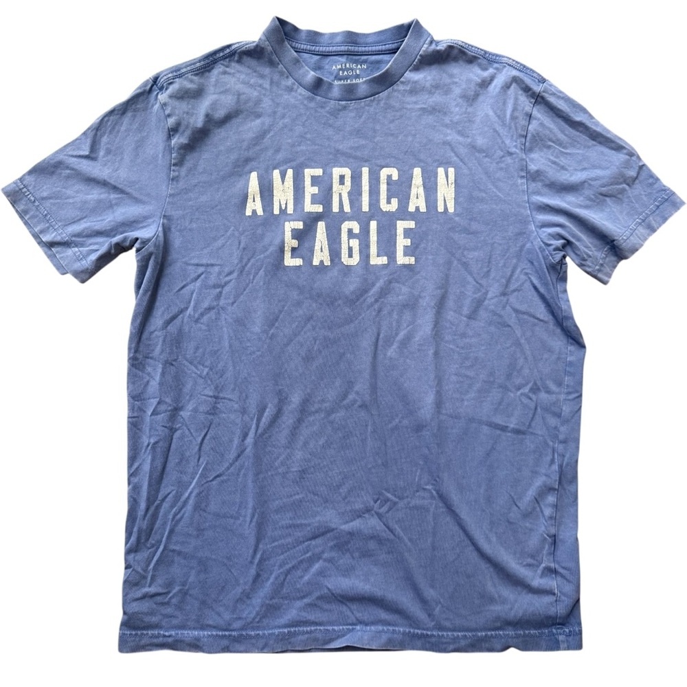 American Eagle Men’s Logo Graphic Tee Marble Blue Size XS - Picture 2 of 6